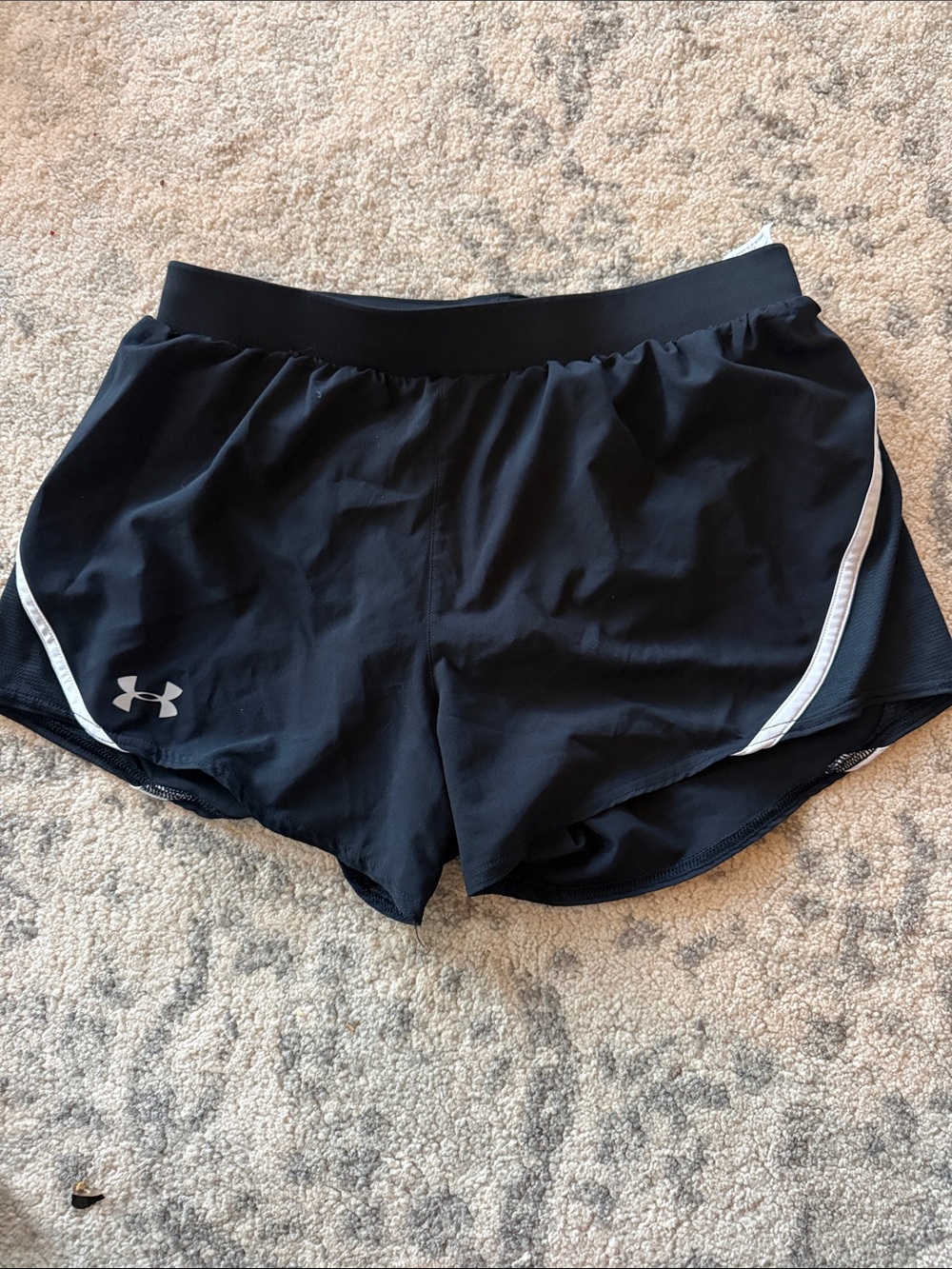 Under Armour Black Women's Athletic Running Shorts with White Trim